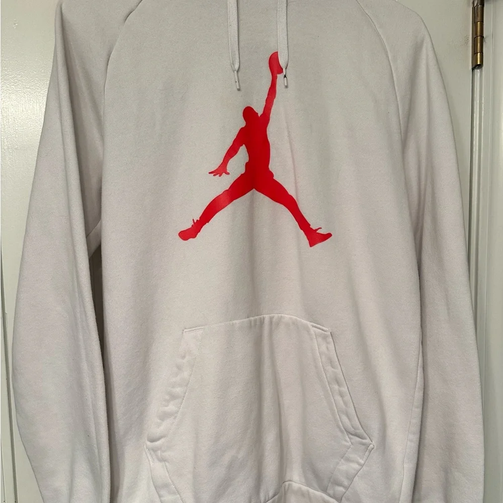 White Jordan Hoodie - Red Logo